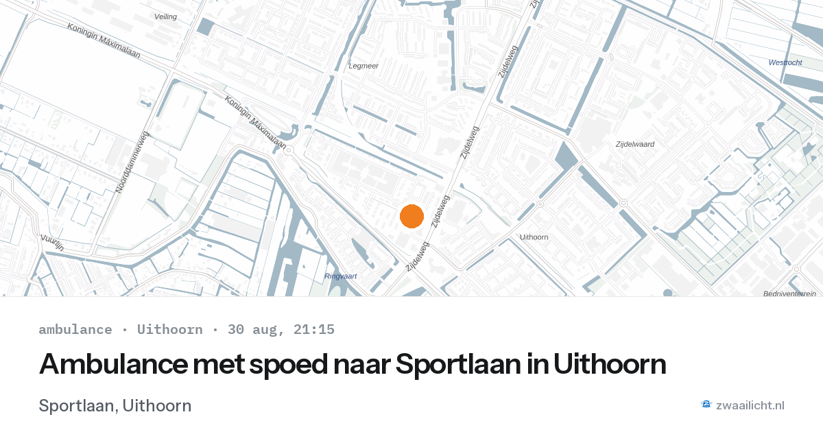 Ambulance met spoed naar Sportlaan in Uithoorn — 30 aug 2026