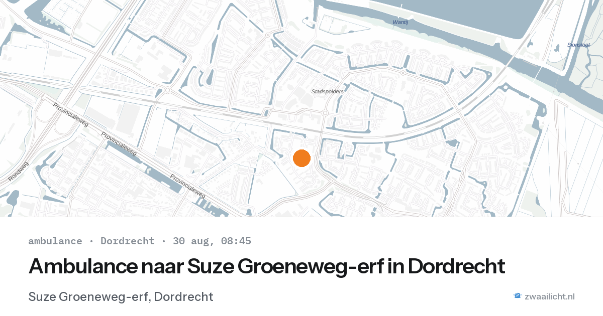 Ambulance naar Suze Groeneweg-erf in Dordrecht — 30 aug 2026