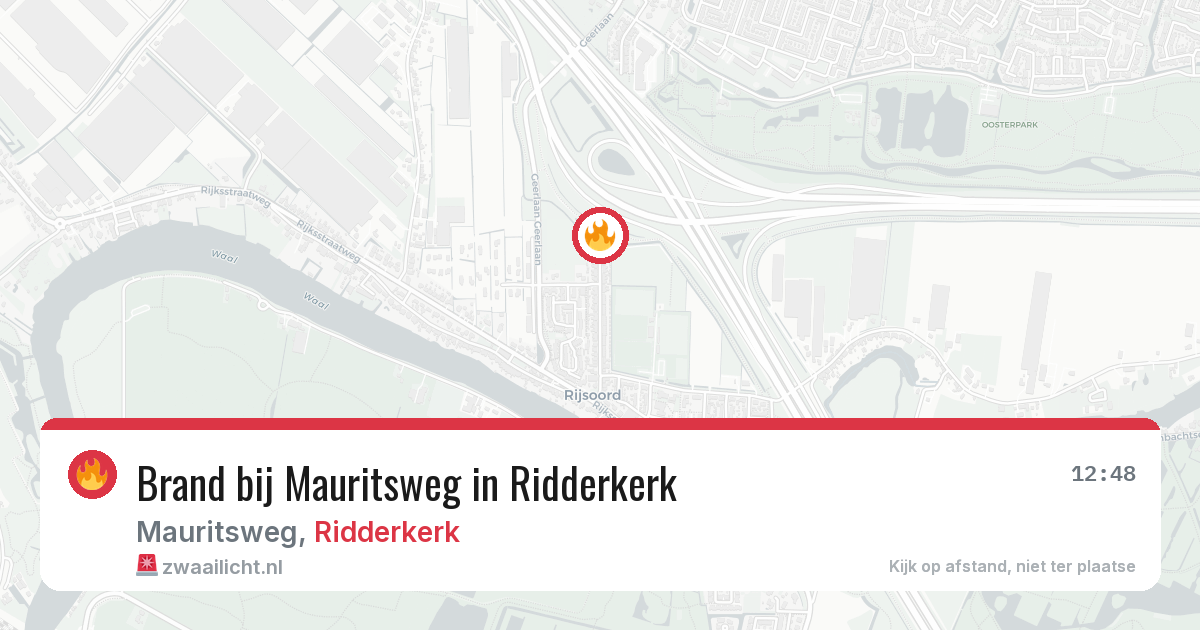 Brand bij Mauritsweg in Ridderkerk — 13 aug 2026