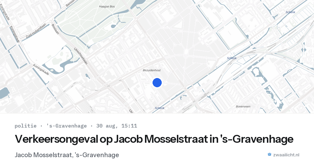 Verkeersongeval op Jacob Mosselstraat in 's-Gravenhage — 30 aug 2026