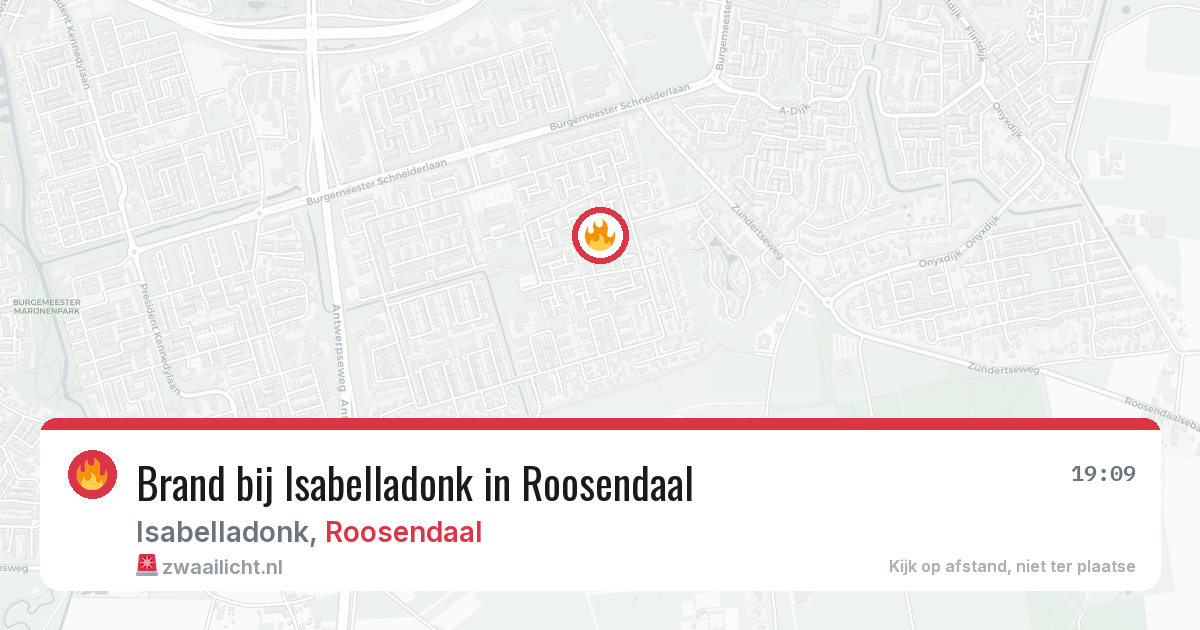 Brand bij Isabelladonk in Roosendaal — 19 jul 2026