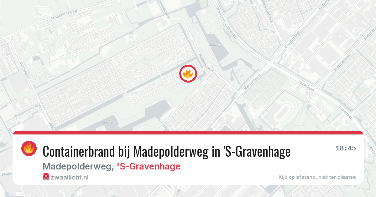 Containerbrand bij Madepolderweg in 'S-Gravenhage — 9 aug 2026