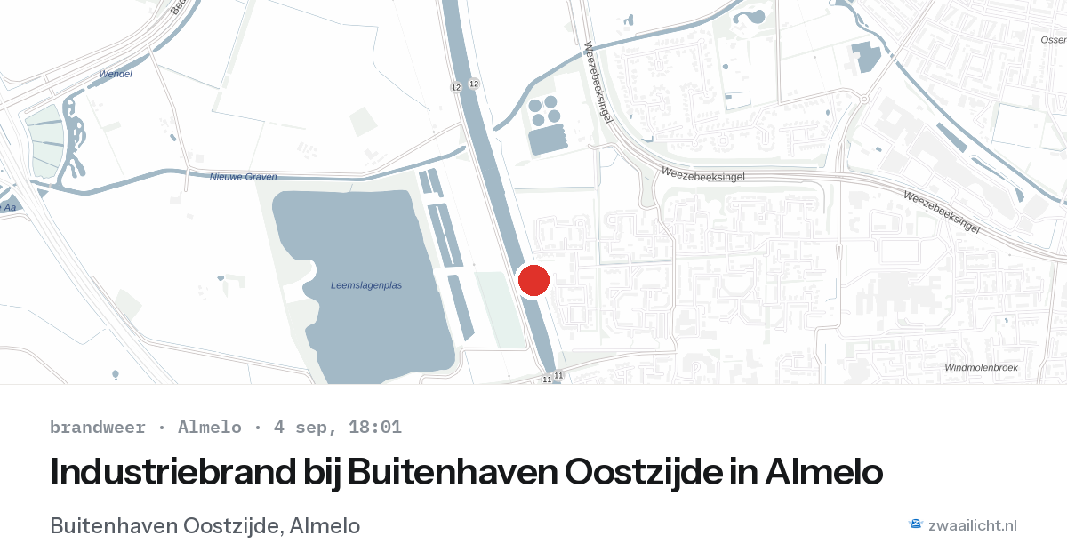 Industriebrand bij Buitenhaven Oostzijde in Almelo — 4 sep 2026