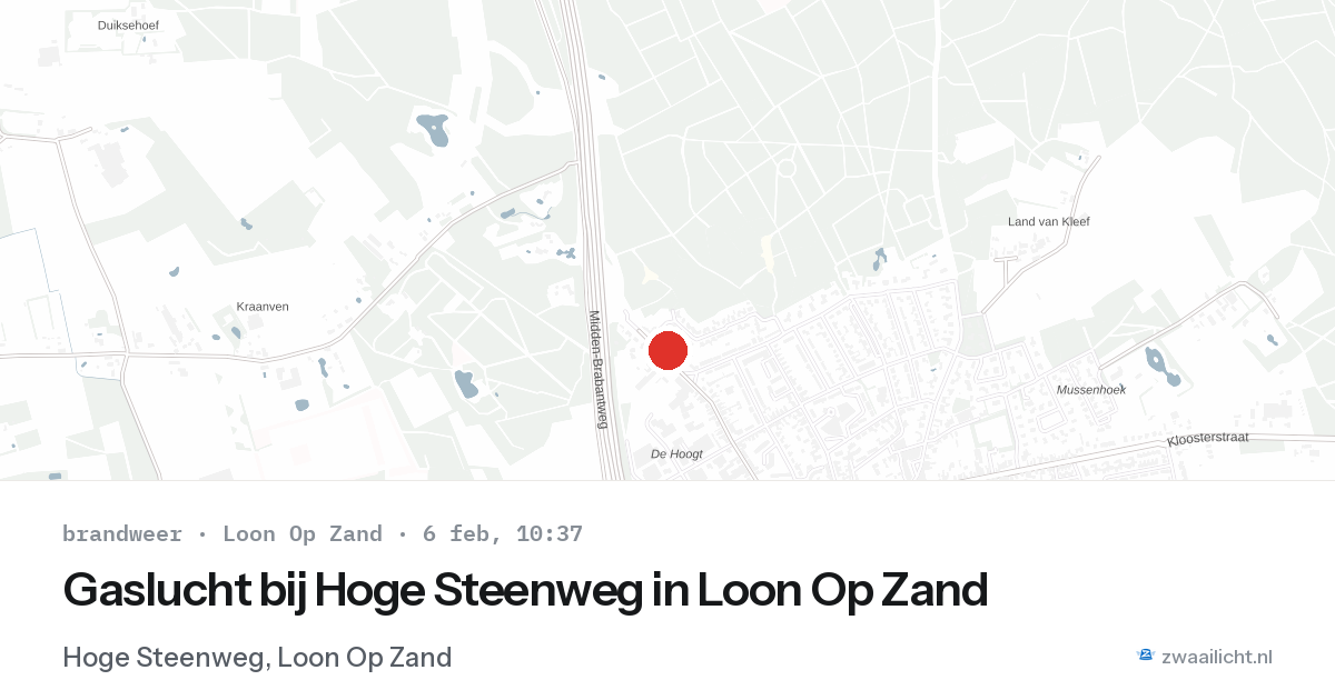Gaslucht bij Hoge Steenweg in Loon Op Zand — 6 feb 2026