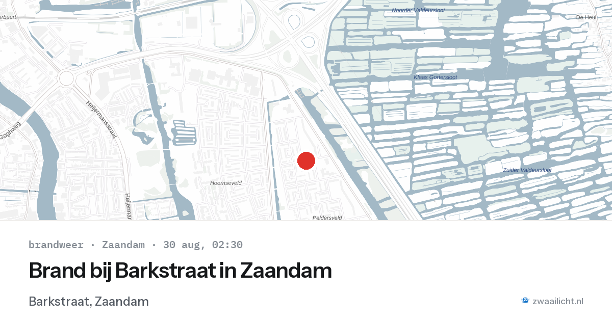 Brand bij Barkstraat in Zaandam — 30 aug 2026