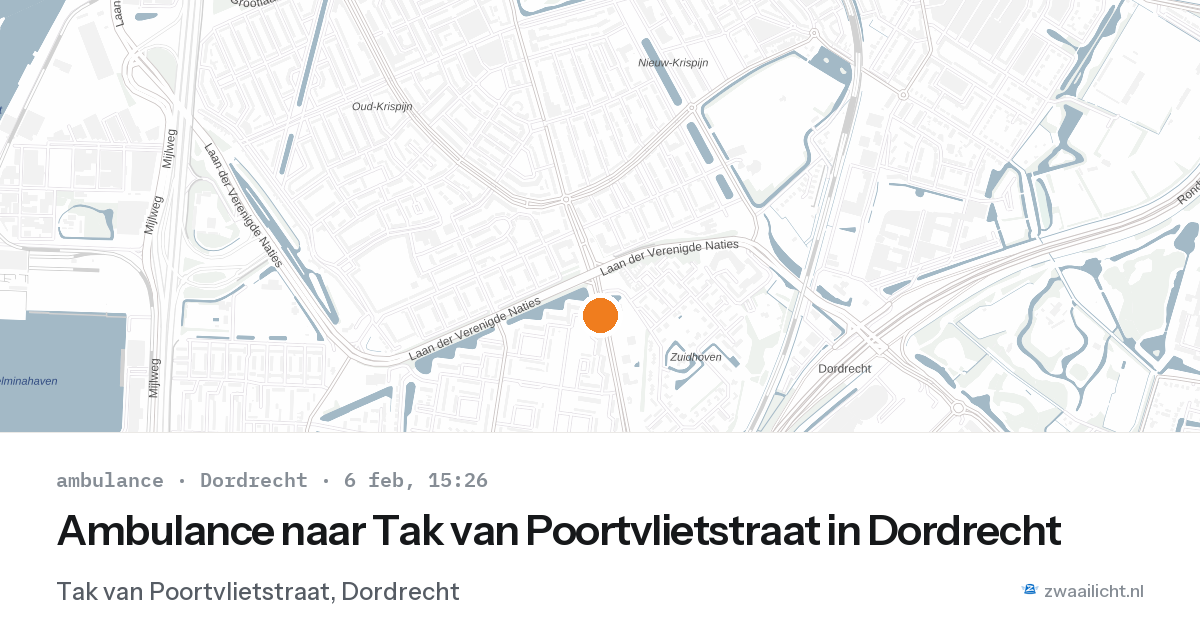 Ambulance naar Tak van Poortvlietstraat in Dordrecht — 6 feb 2026