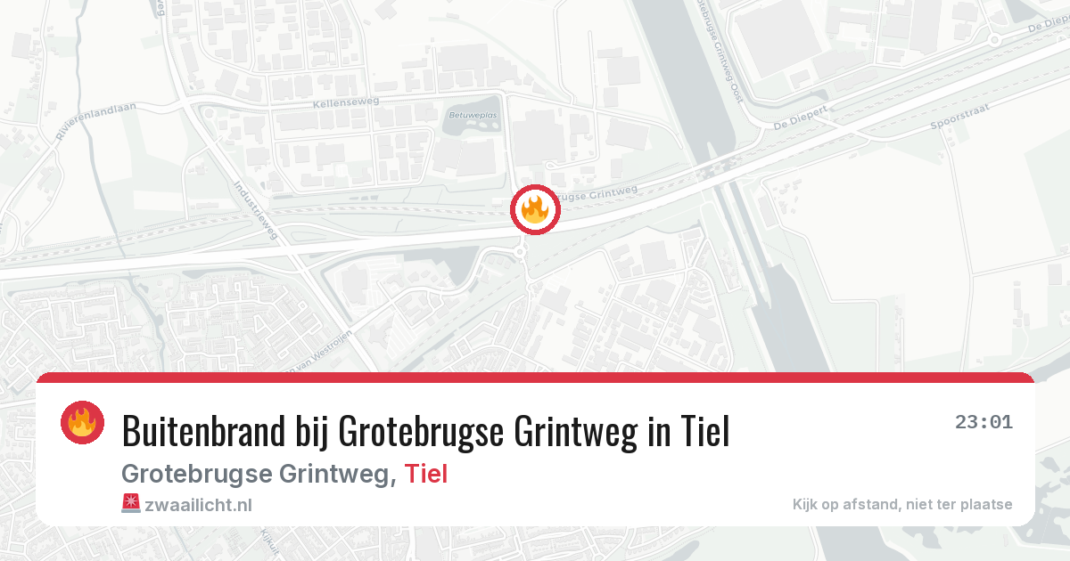 Buitenbrand bij Grotebrugse Grintweg in Tiel — 13 aug 2026