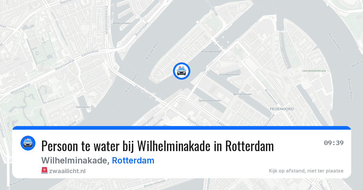 Persoon te water bij Wilhelminakade in Rotterdam — 3 aug 2026