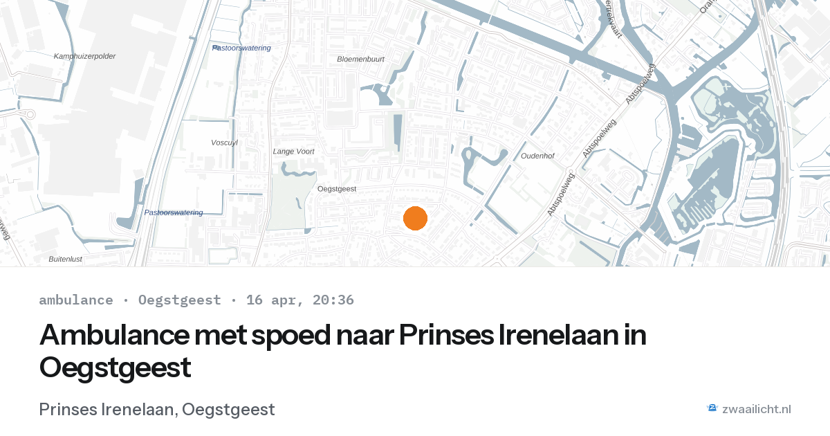 Ambulance met spoed naar Prinses Irenelaan in Oegstgeest — 16 apr 2026