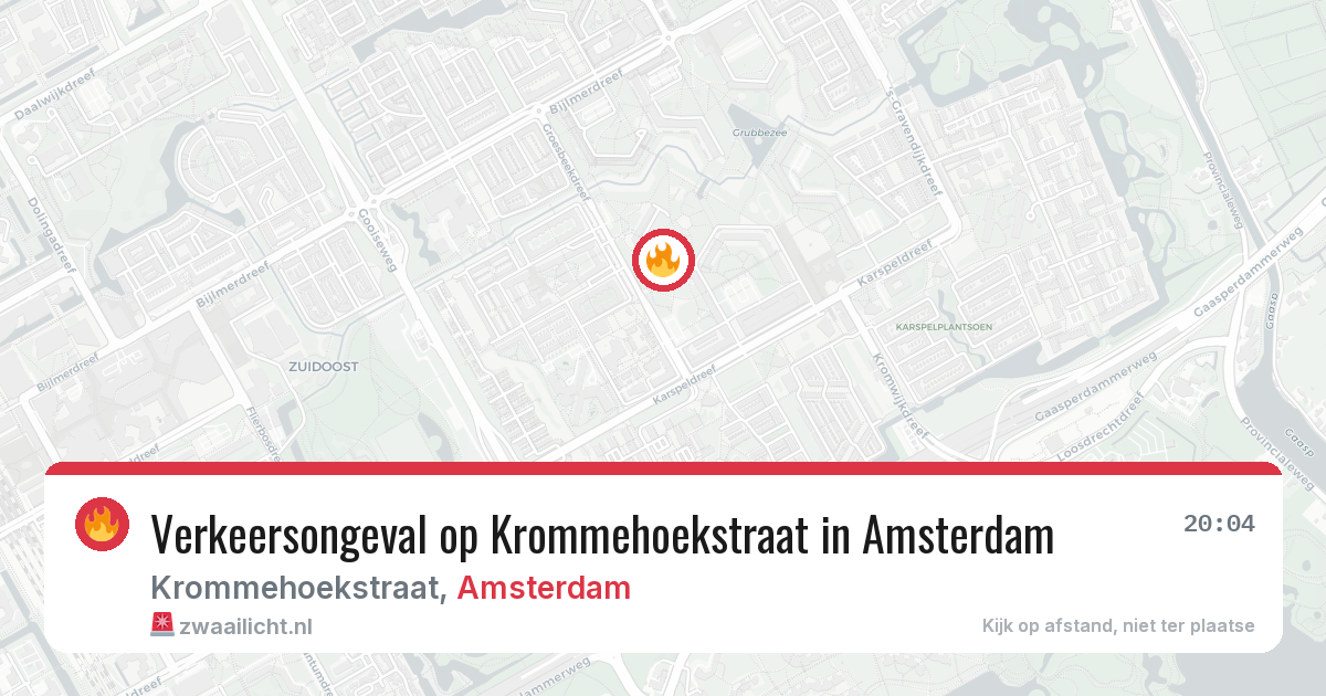 Verkeersongeval op Krommehoekstraat in Amsterdam — 10 aug 2026