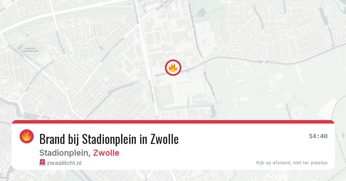 Brand bij Stadionplein in Zwolle — 13 aug 2026