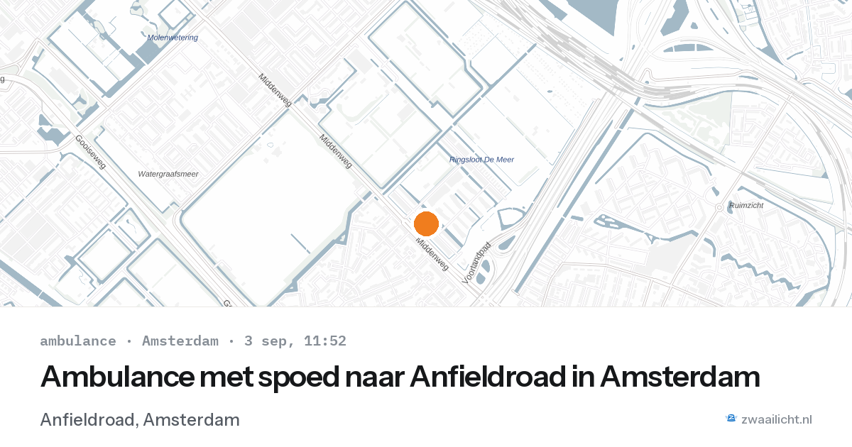 Ambulance met spoed naar Anfieldroad in Amsterdam — 3 sep 2026