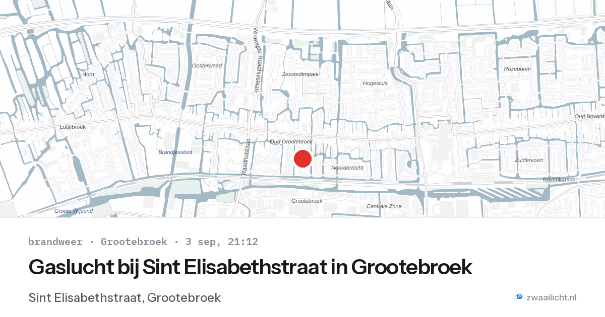 Gaslucht bij Sint Elisabethstraat in Grootebroek — 3 sep 2026