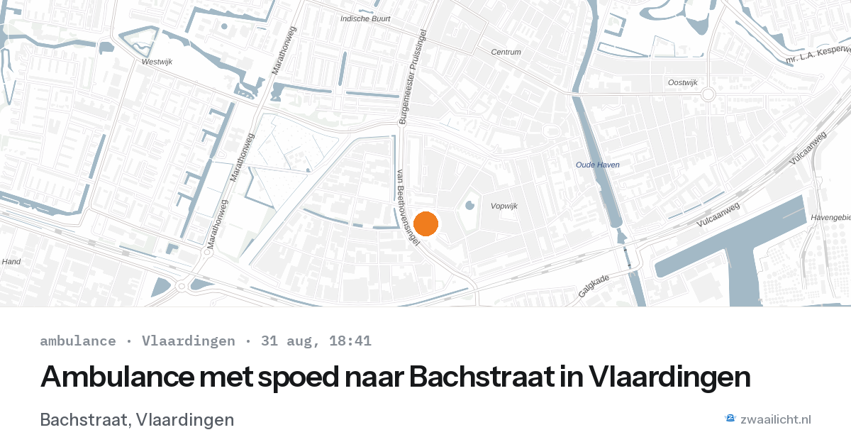 Ambulance met spoed naar Bachstraat in Vlaardingen — 31 aug 2026