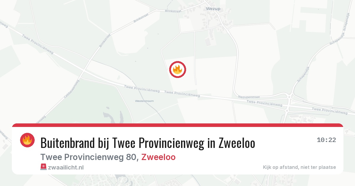 Buitenbrand bij Twee Provincienweg in Zweeloo — 14 feb 2026