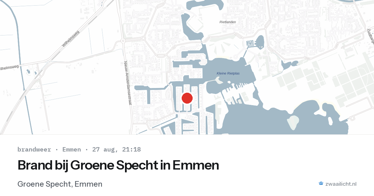 Brand bij Groene Specht in Emmen — 27 aug 2026
