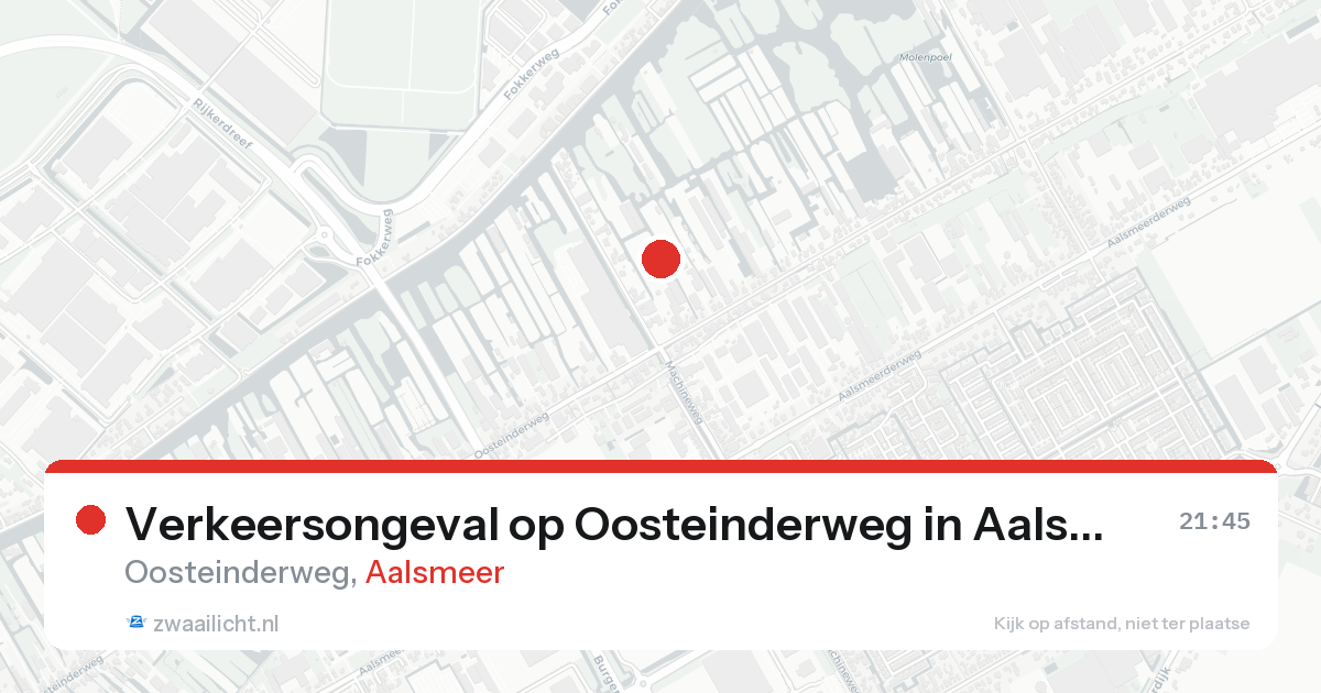 Verkeersongeval op Oosteinderweg in Aalsmeer — 22 aug 2026