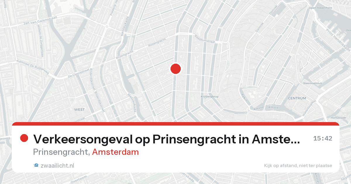 Verkeersongeval op Prinsengracht in Amsterdam — 20 aug 2026