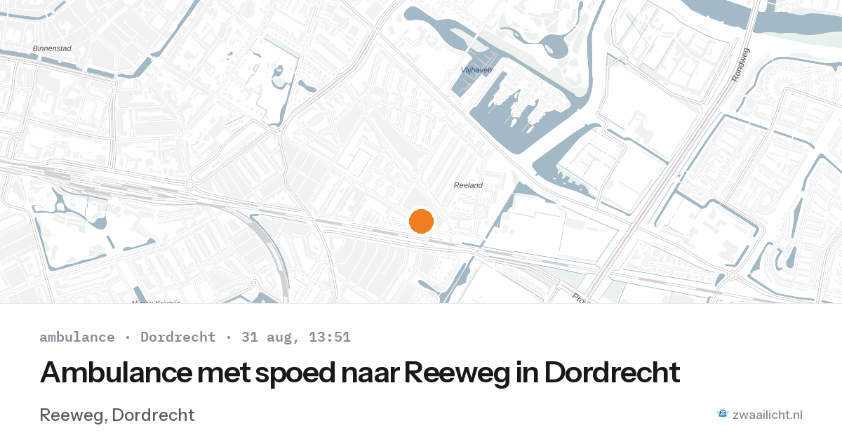 Ambulance met spoed naar Reeweg in Dordrecht — 31 aug 2026