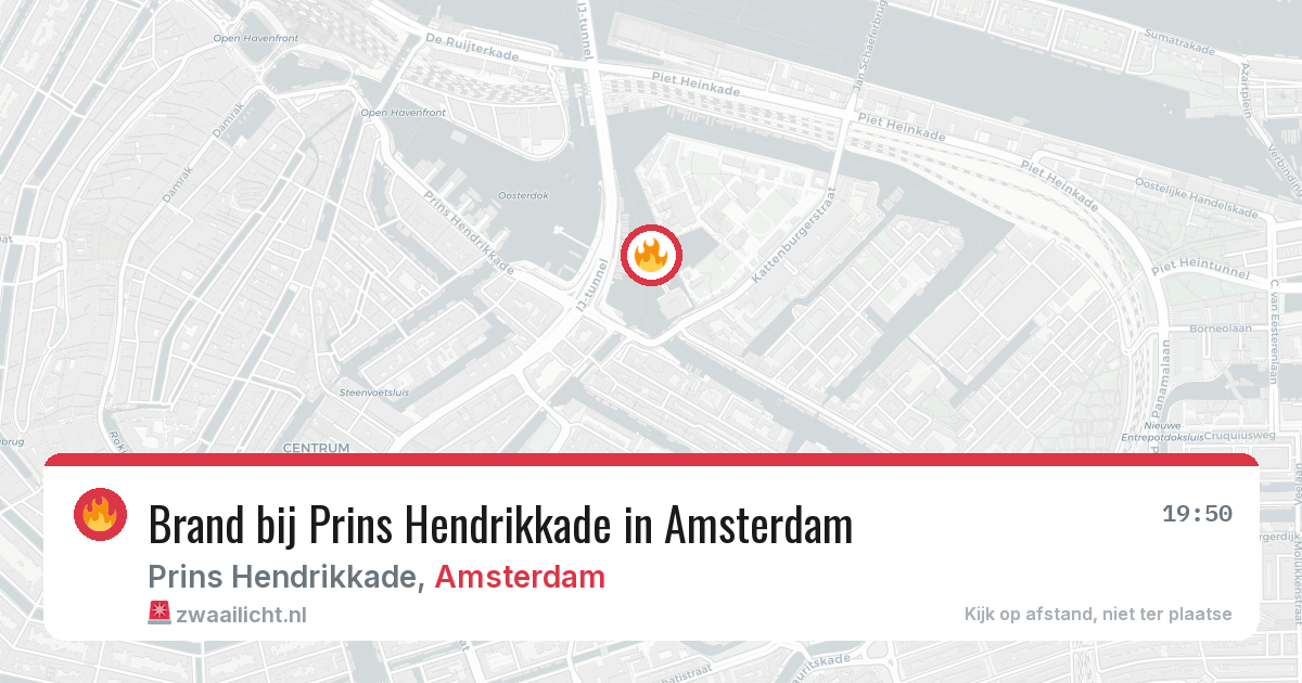 Brand bij Prins Hendrikkade in Amsterdam — 16 jul 2026