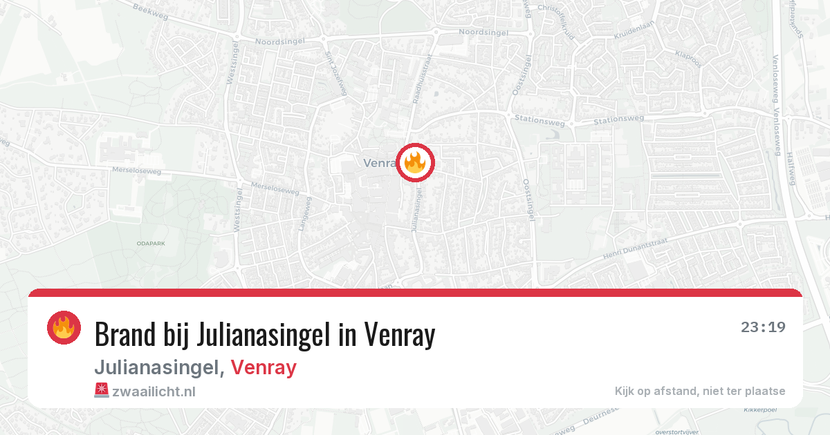 Brand bij Julianasingel in Venray — 2 aug 2026