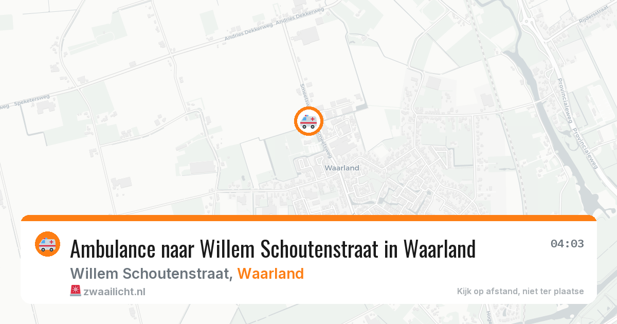 Ambulance naar Willem Schoutenstraat in Waarland — 3 jun 2026