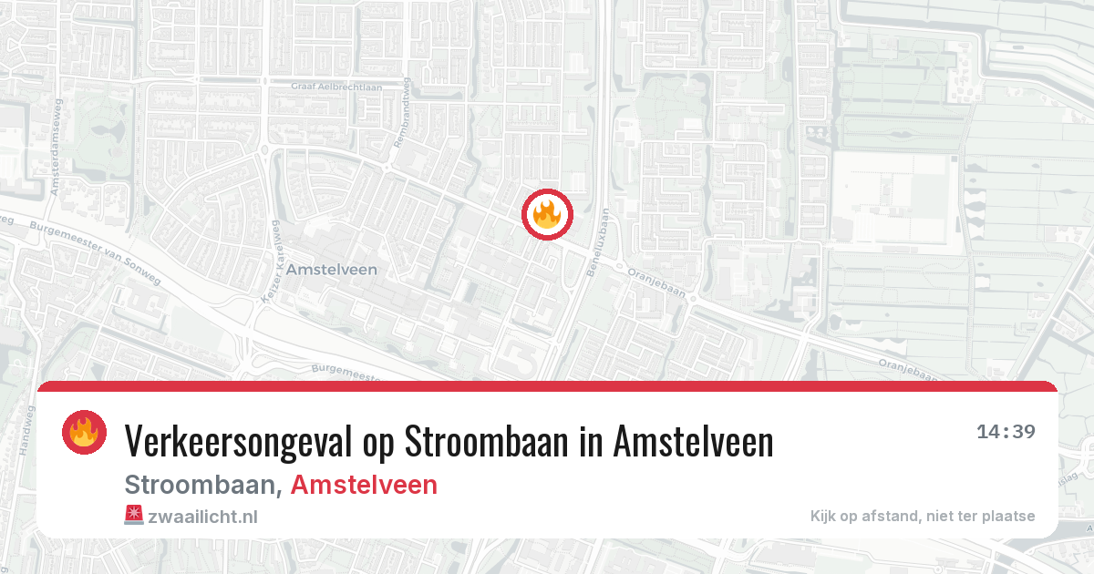 Verkeersongeval op Stroombaan in Amstelveen — 8 aug 2026