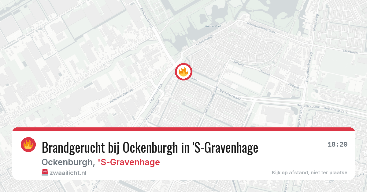 Brandgerucht bij Ockenburgh in 'S-Gravenhage — 13 aug 2026