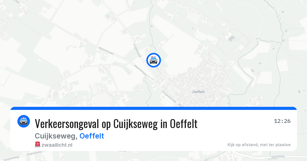 Verkeersongeval op Cuijkseweg in Oeffelt — 26 jul 2026