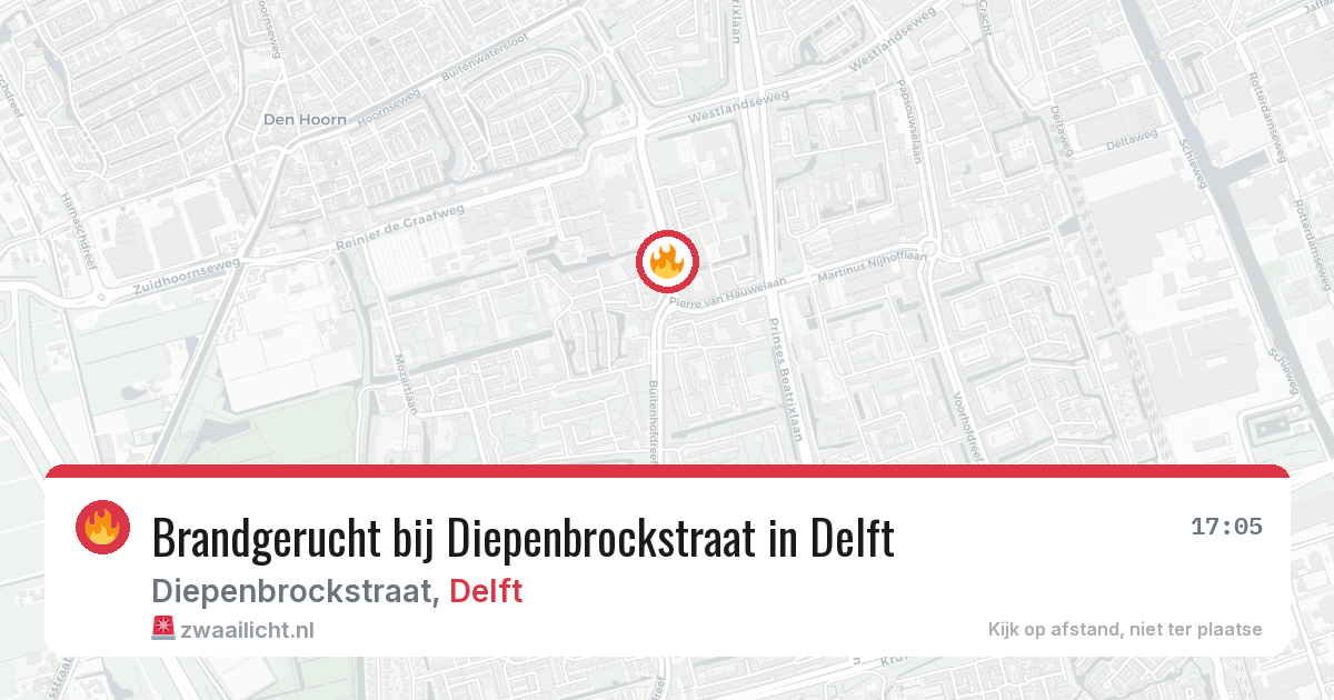Brandgerucht bij Diepenbrockstraat in Delft — 26 mrt 2026