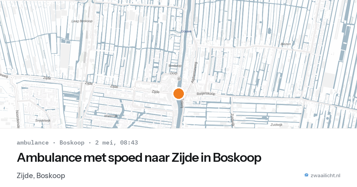 Ambulance met spoed naar Zijde in Boskoop — 2 mei 2026