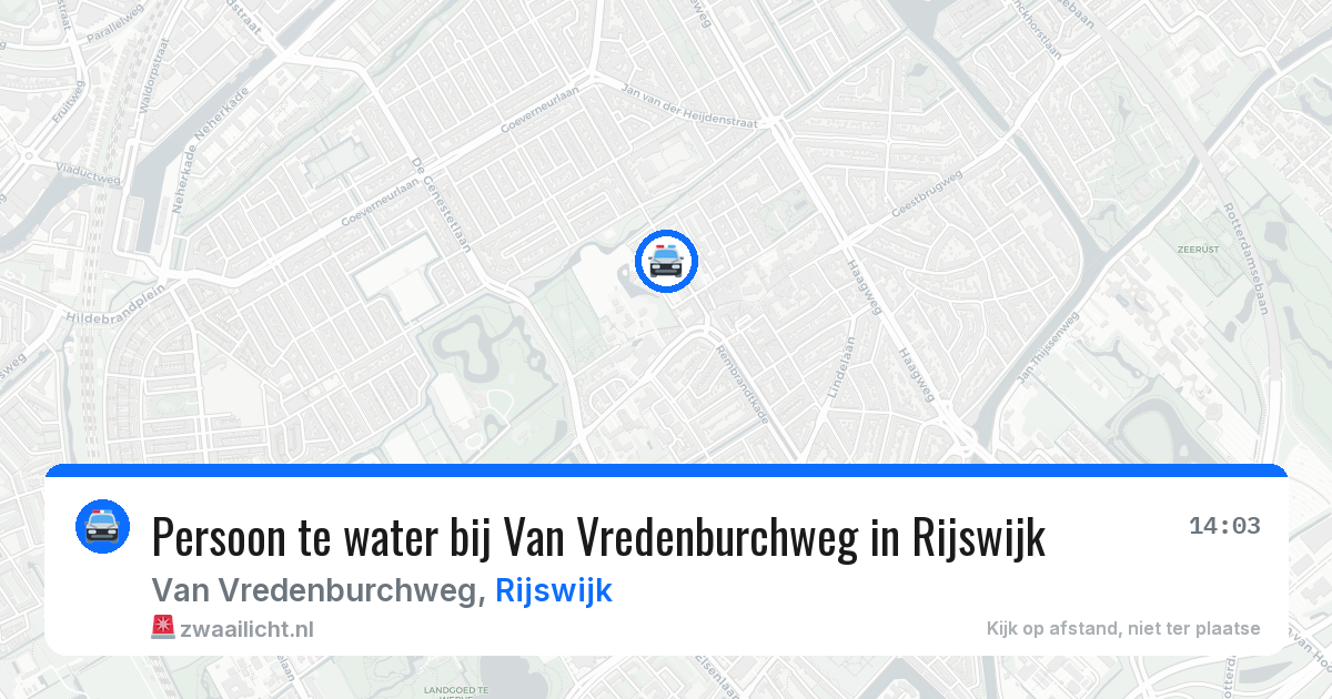 Persoon te water bij Van Vredenburchweg in Rijswijk — 4 aug 2026