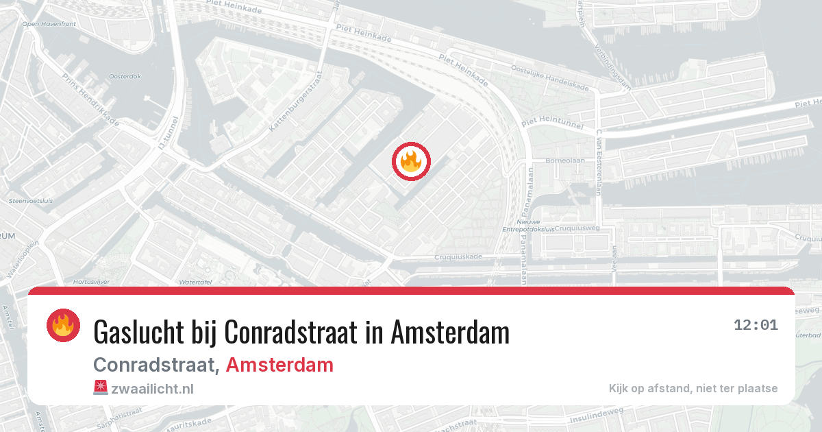 Gaslucht bij Conradstraat in Amsterdam — 17 jun 2026