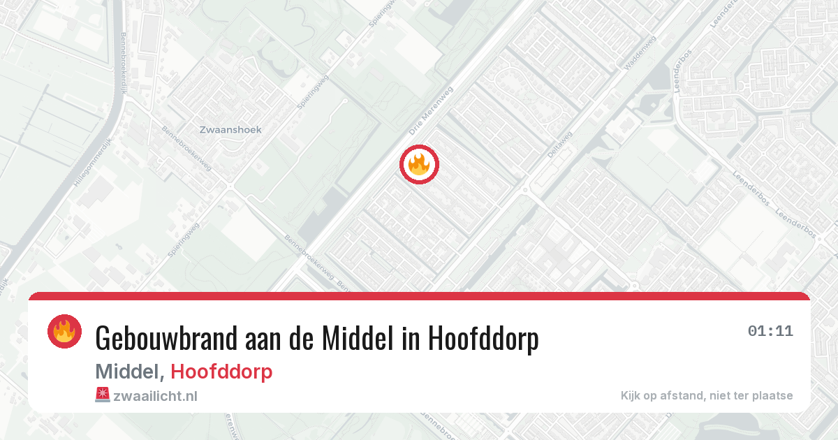 Gebouwbrand aan de Middel in Hoofddorp — 30 mei 2026