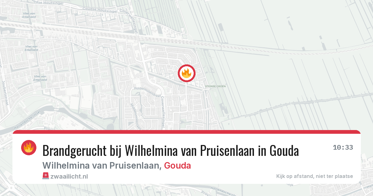 Brandgerucht bij Wilhelmina van Pruisenlaan in Gouda — 25 jun 2026