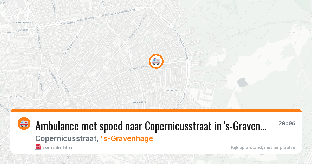 Ambulance met spoed naar Copernicusstraat in 's-Gravenhage — 20 mrt 2026