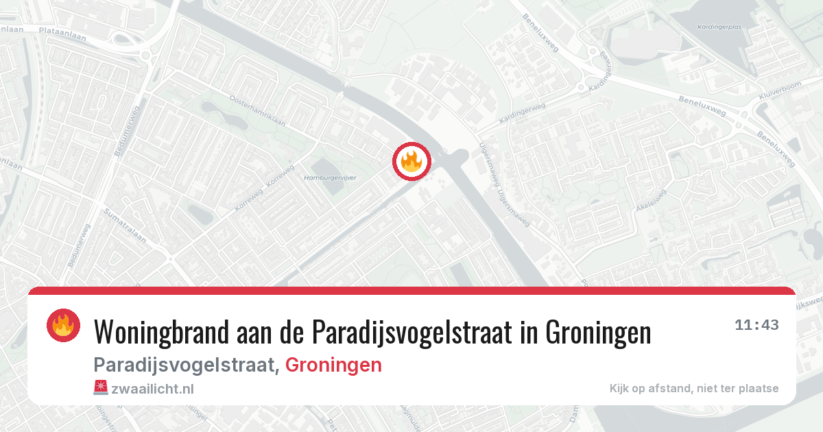Woningbrand aan de Paradijsvogelstraat in Groningen — 26 jun 2026
