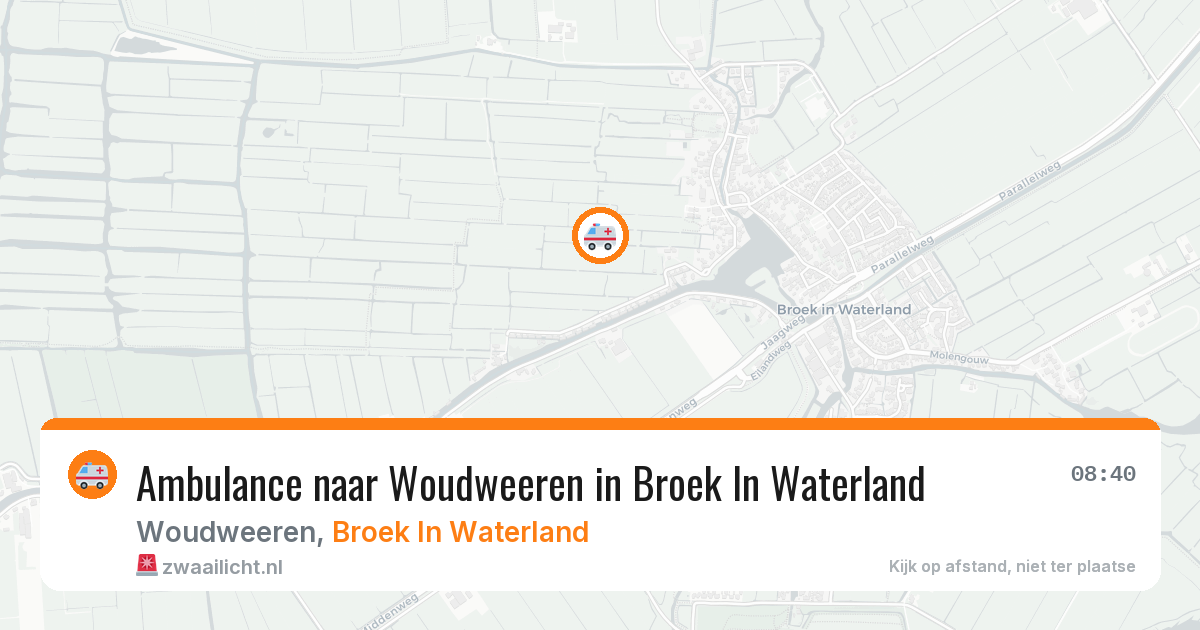 Ambulance naar Woudweeren in Broek In Waterland — 27 jul 2026