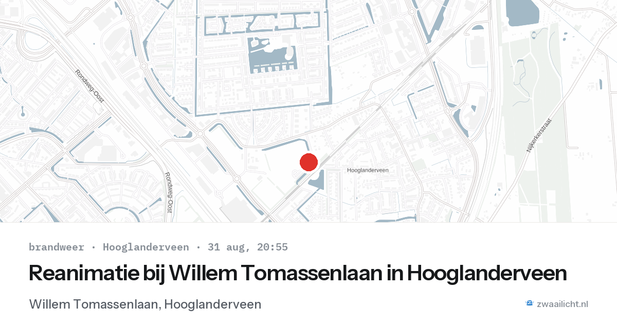 Reanimatie bij Willem Tomassenlaan in Hooglanderveen — 31 aug 2026