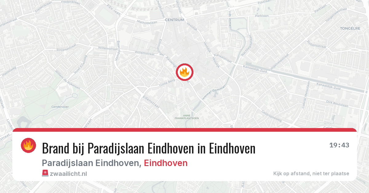 Brand bij Paradijslaan Eindhoven in Eindhoven — 14 aug 2026