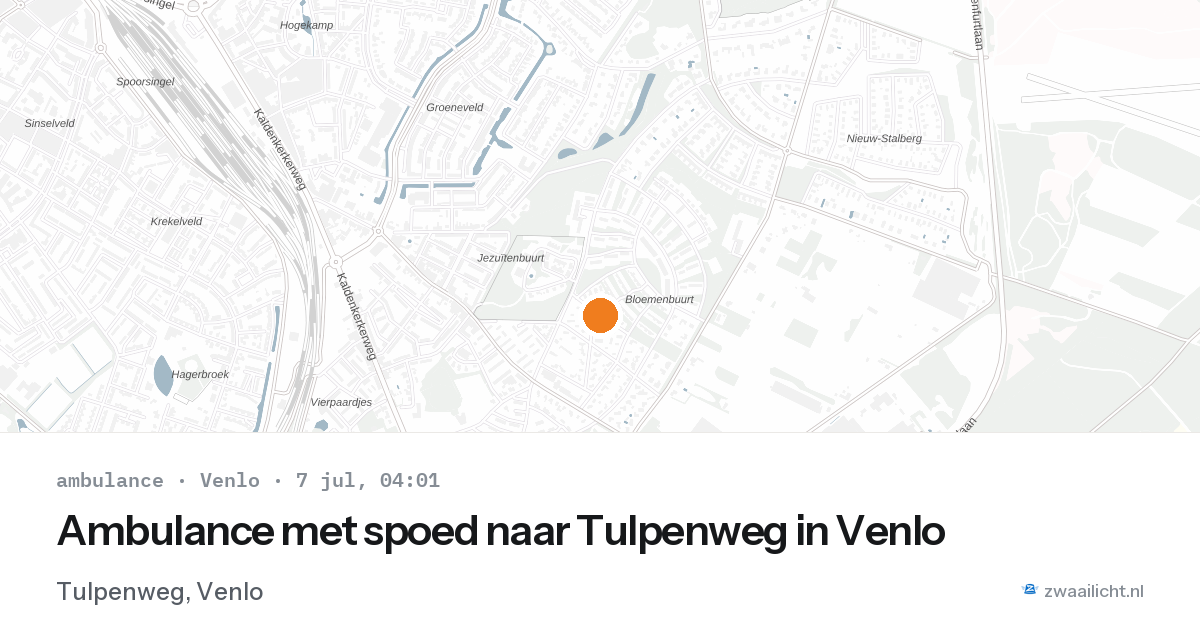 Ambulance met spoed naar Tulpenweg in Venlo — 7 jul 2026