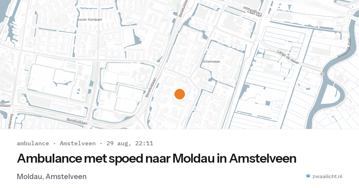 Ambulance met spoed naar Moldau in Amstelveen — 29 aug 2026