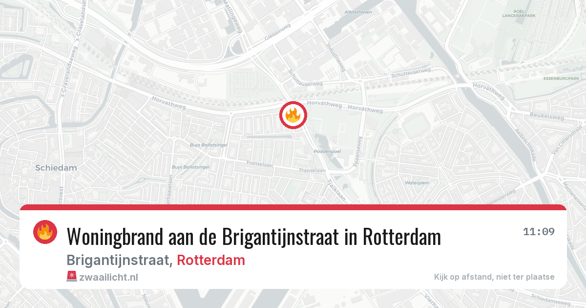 Woningbrand aan de Brigantijnstraat in Rotterdam — 9 apr 2026