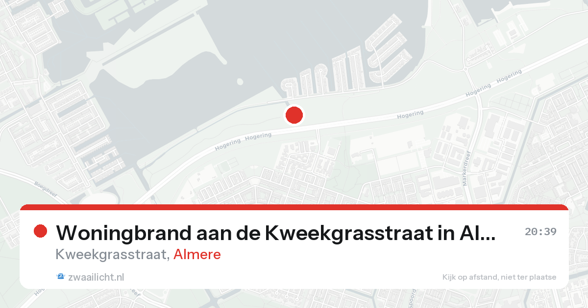 Woningbrand aan de Kweekgrasstraat in Almere — 23 aug 2026
