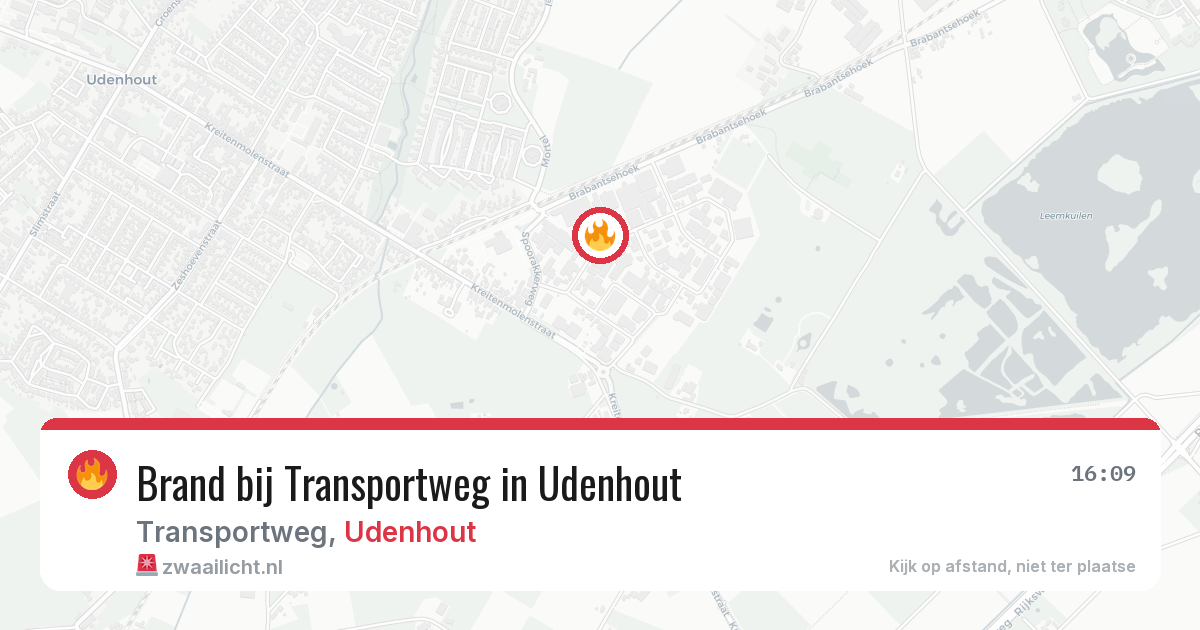Brand bij Transportweg in Udenhout — 21 jul 2026