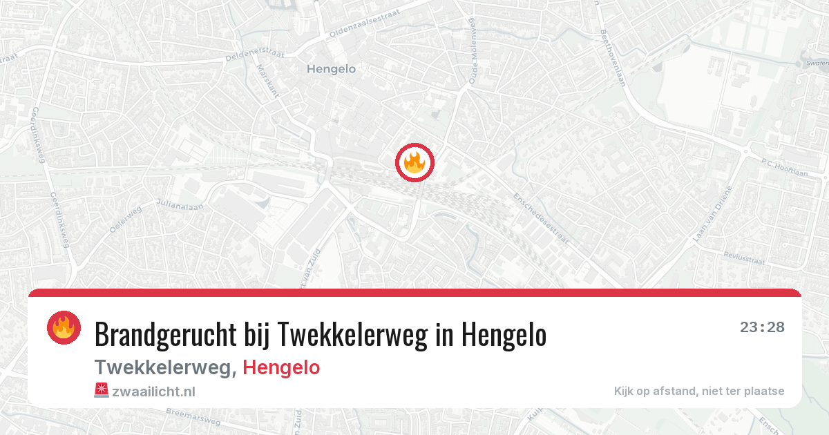 Brandgerucht bij Twekkelerweg in Hengelo — 19 jun 2026