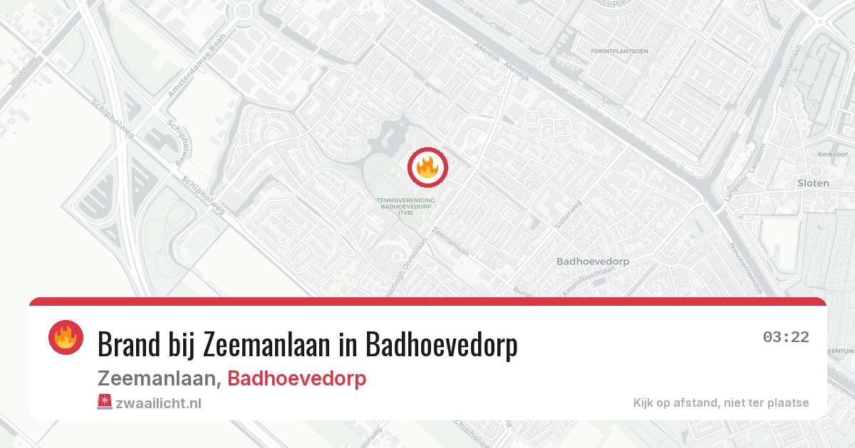 Brand bij Zeemanlaan in Badhoevedorp — 7 aug 2026