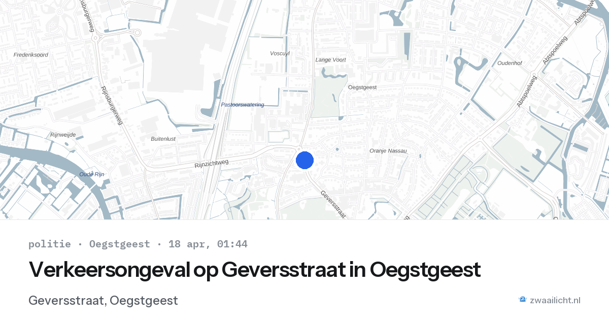 Verkeersongeval op Geversstraat in Oegstgeest — 17 apr 2026