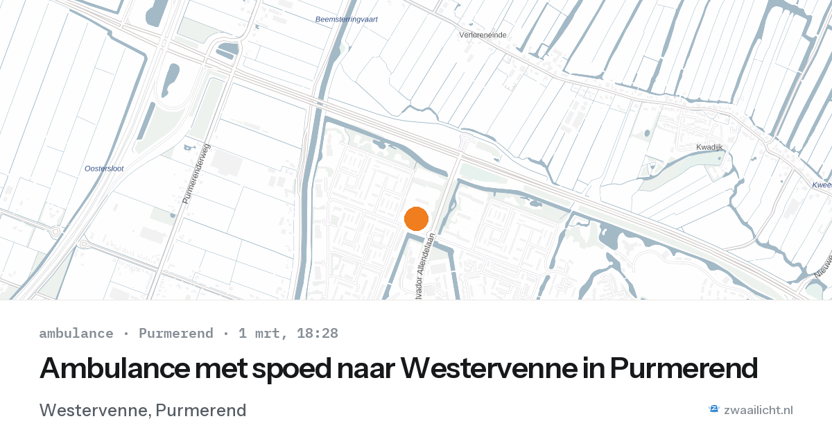 Ambulance met spoed naar Westervenne in Purmerend — 1 mrt 2026