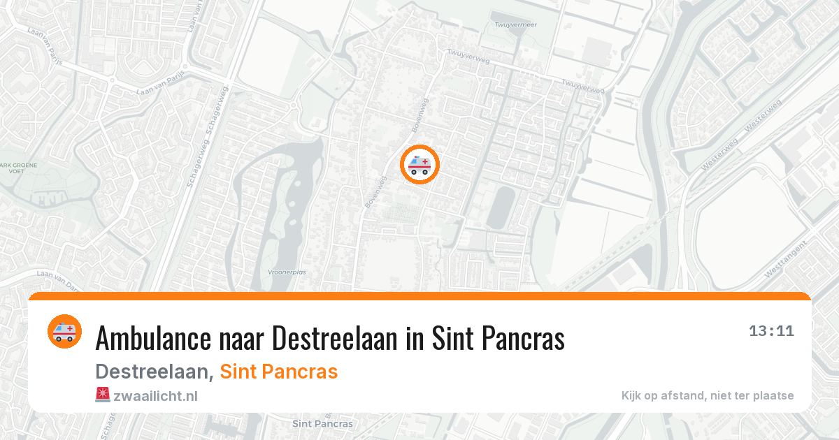 Ambulance naar Destreelaan in Sint Pancras — 11 jul 2026